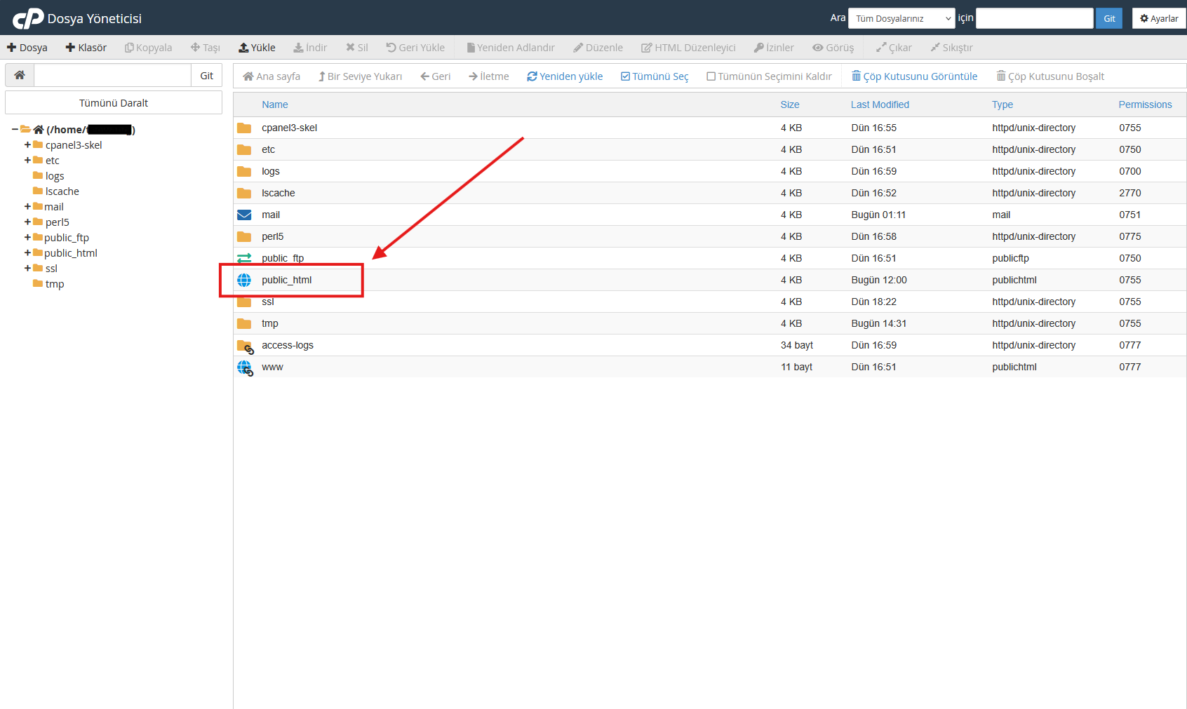 public_html Klasörü